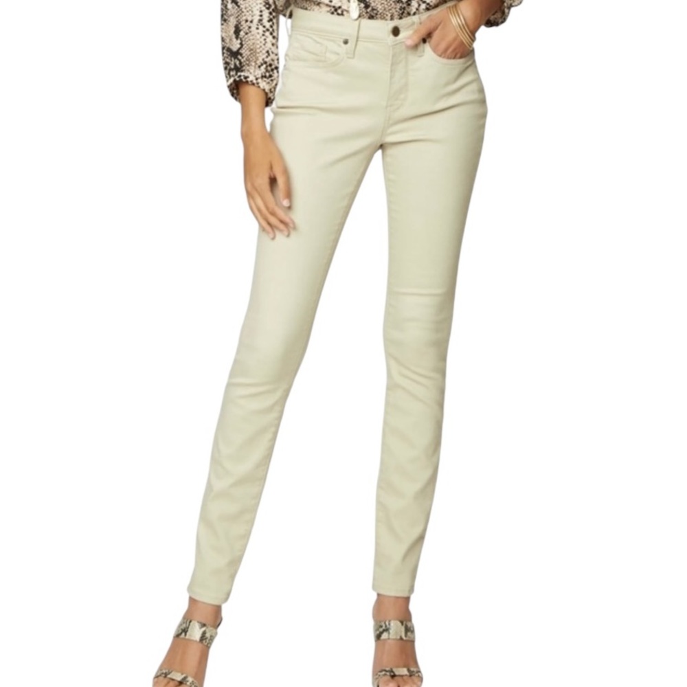 Nydj Ami Skinny High Rise Womens Jeans Feather Beige Size 10 Ivory